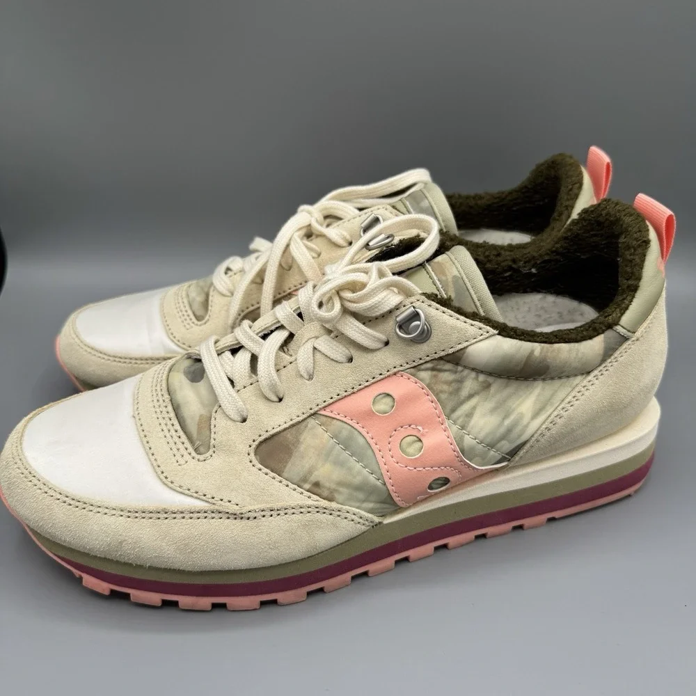 Saucony Jazz Triple S605812 Mountain Green Peach Retro Shoes Womens Size 10